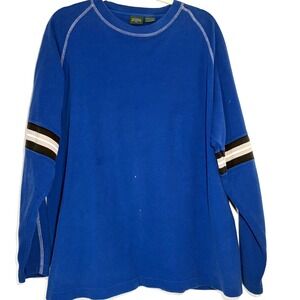 Y2K Striped Blue Waffle Knit Crew Neck Long Sleeve Shirt Men's Medium Boy Band